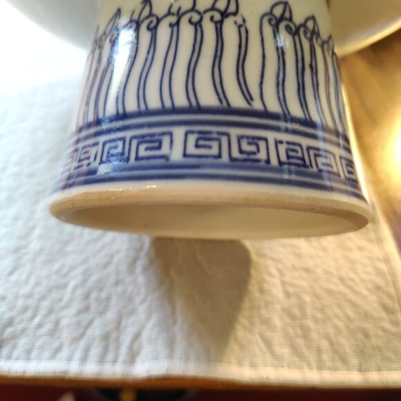 Rep Of China Blu/Whi Double Happiness Porcelain Tazza Offering Plate+Orig Label - Picture 8 of 13